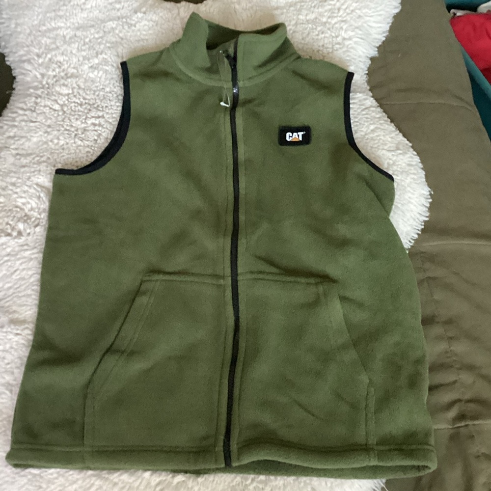 CAT Olive Green Fleece Vest NWOT